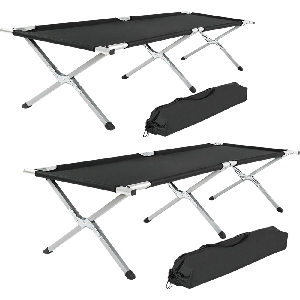tectake Black Aluminium Camping Beds 2 Pack Image 3