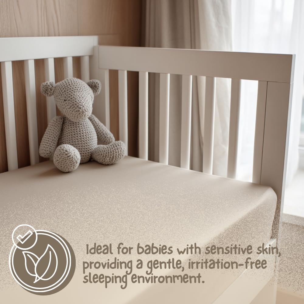 MHG Living Ecru and Brown Jersey Cotton Fitted Cot Bed Sheet 120 x 60cm 2 Pack Image 6