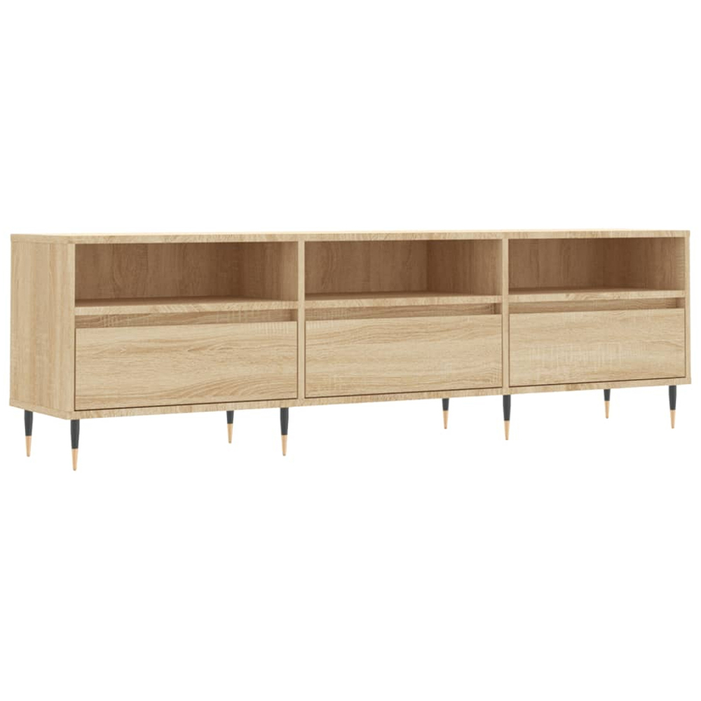 vidaXL 3 Door 3 Shelf Sonoma Oak Wide TV Cabinet Image 2
