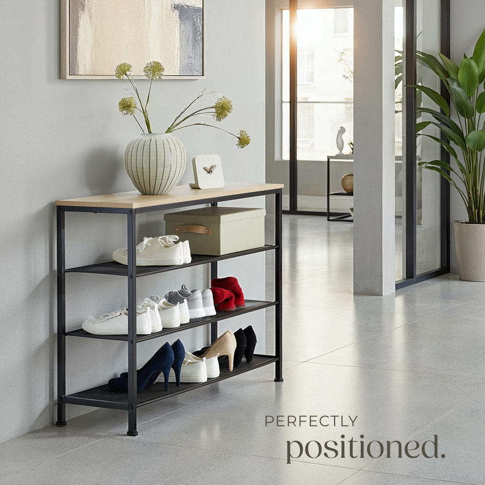tectake Portsmouth 3 Grid Shelf Oak Sonoma Shoe Rack Image 8