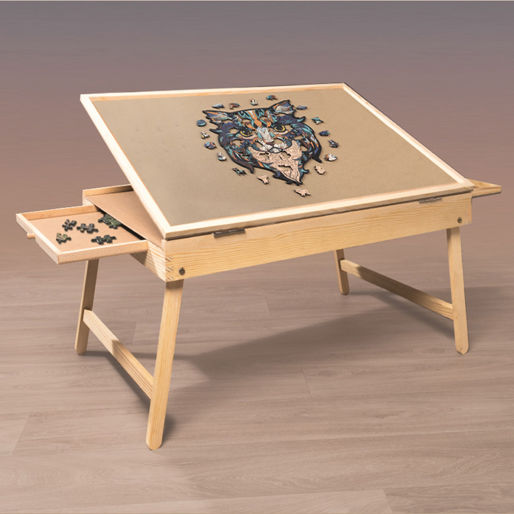 Gr8 Home 2 Drawer Adjustable Wooden Jigsaw Puzzle Table Image 3