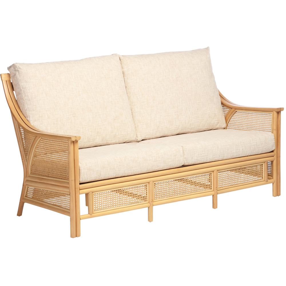 Desser Furniture Chester 3 Seater Natural Rattan Cotton Cream Sofa Image 2