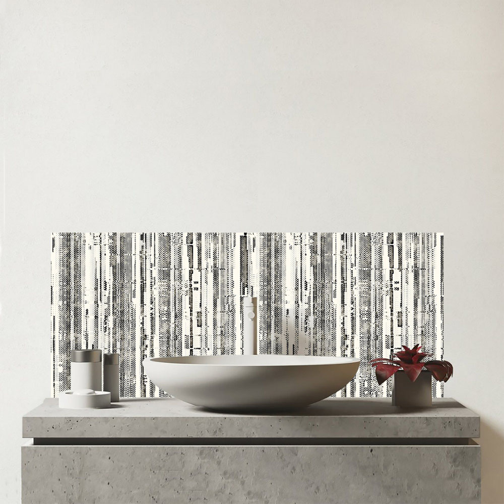 Warren Reed Designer Washed Out Canvas Pattern Glass Bathroom Splashback 25 x 60cm Image 1