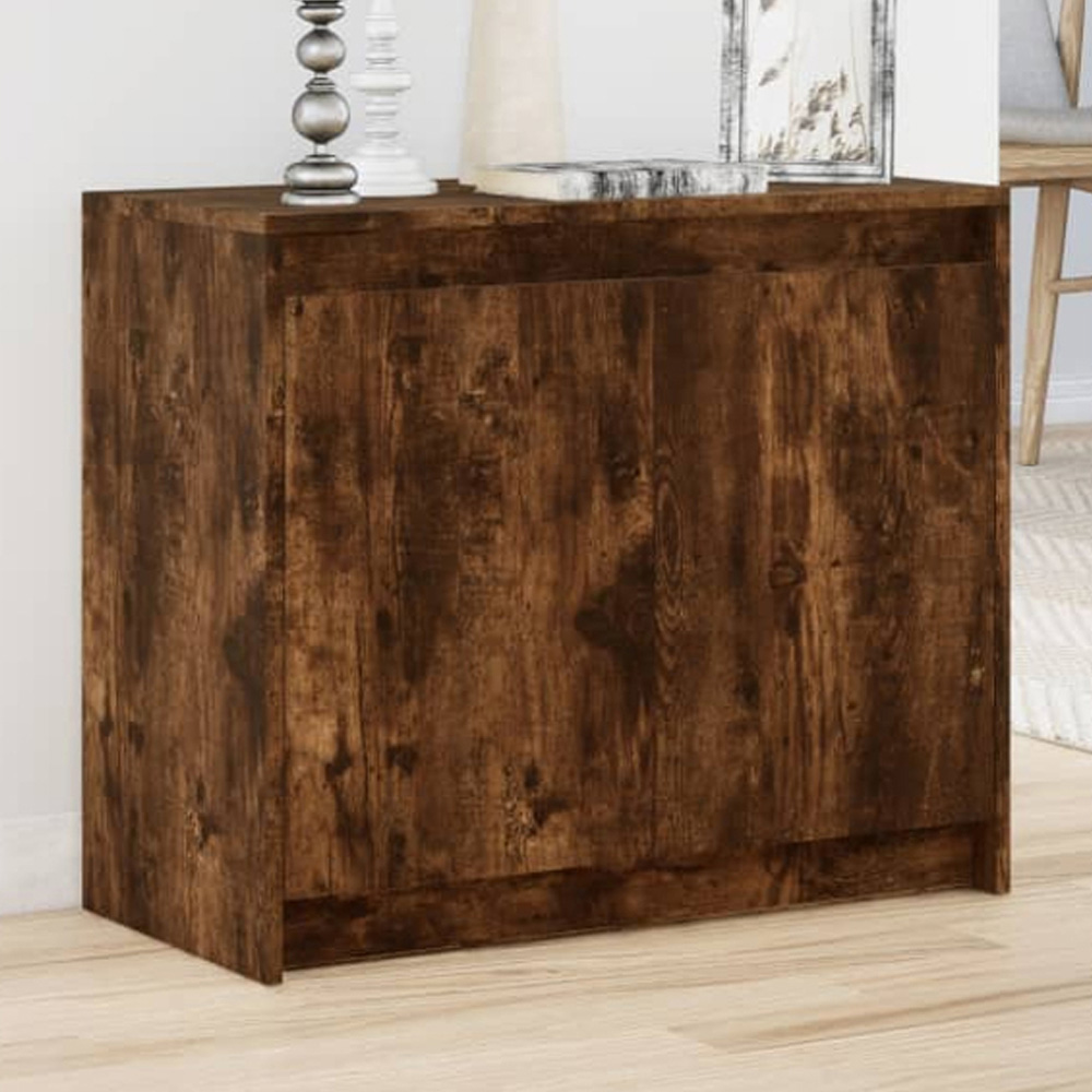 vidaXL 2 Door Smoked Oak Sideboard with RGB LED Lights Image 1