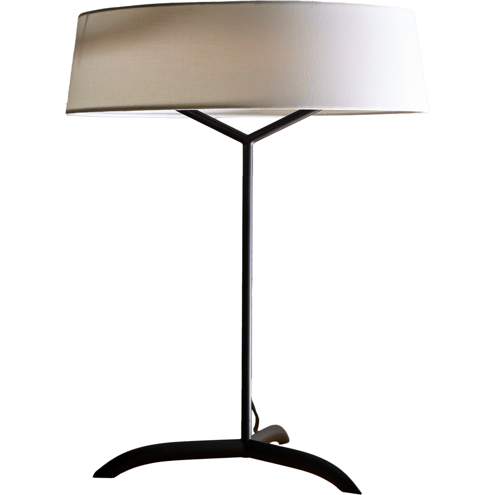 Kliving Luna White Drum Shade Black LED Table Lamp Image 1