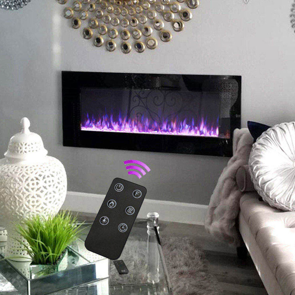 Living and Home Black LED Wall Mounted Electric Fireplace 80 inch Image 4