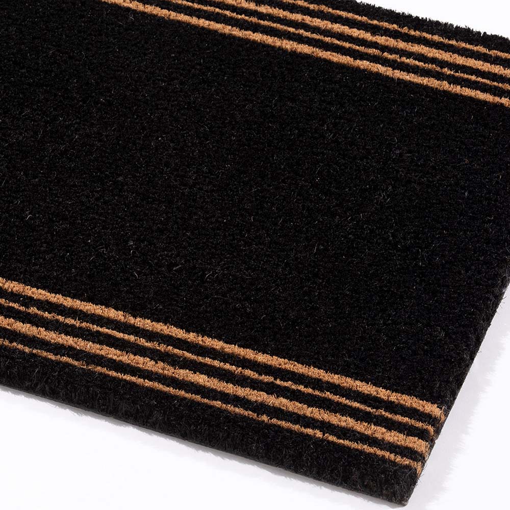 Astley Black Printed Stripes Coir Doormat 75 x 45cm Image 2