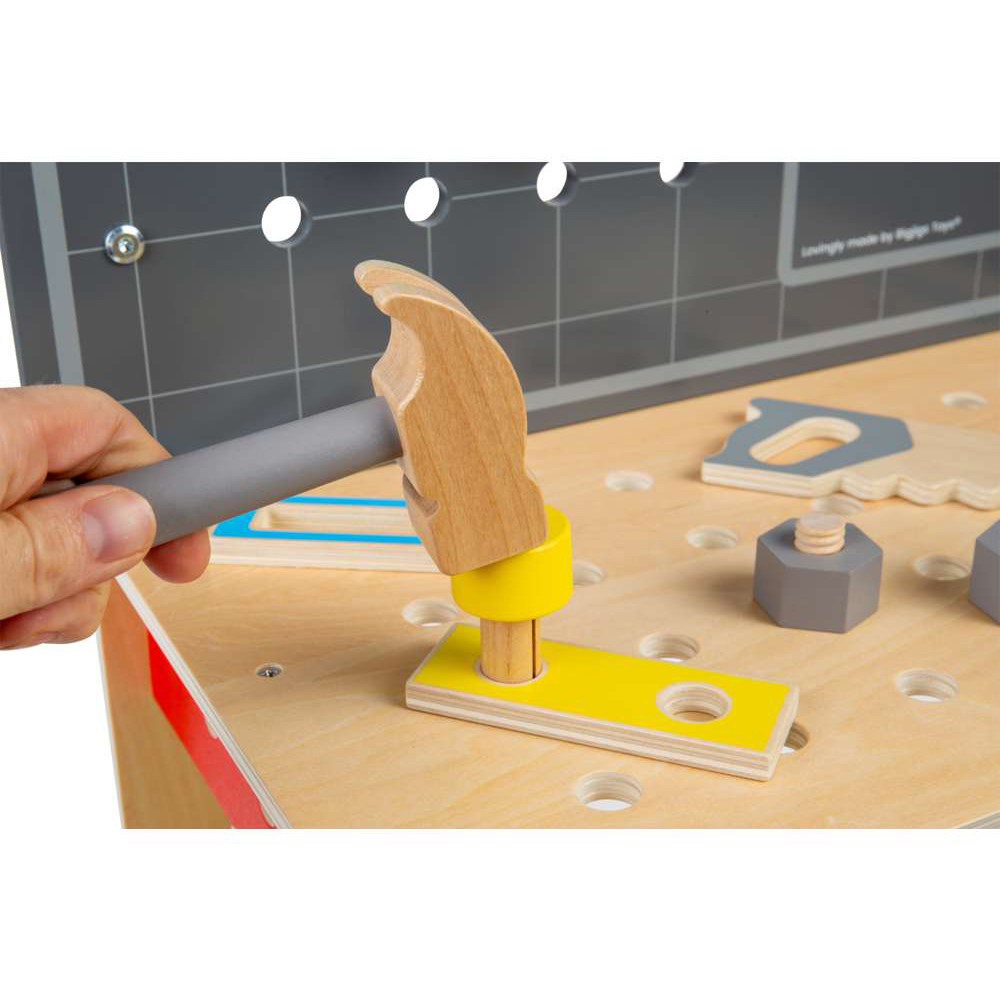 Bigjigs Toys Kids Tool Worker's Workbench Playset 34 Piece Image 5