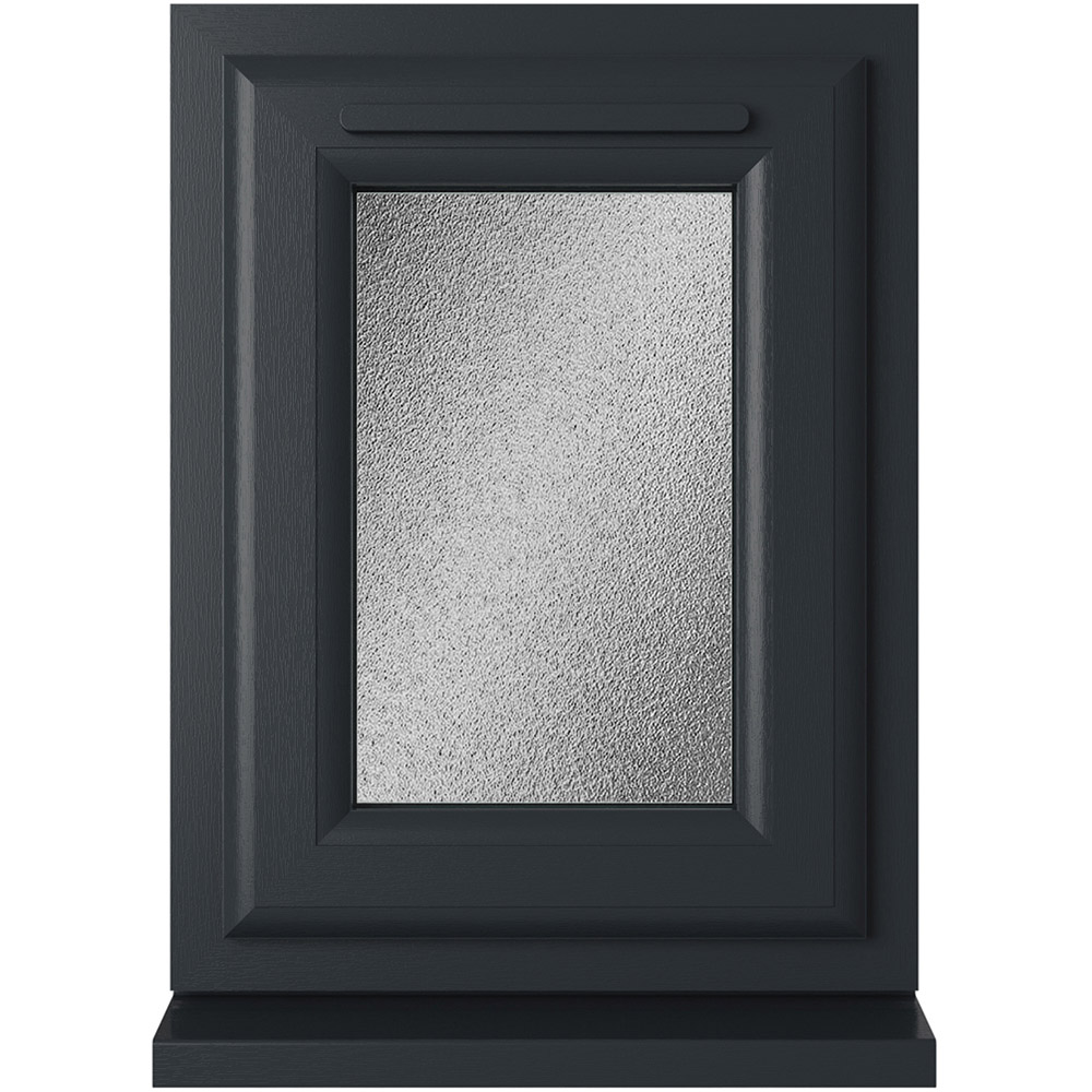 Crystal uPVC Double Glazed Window Top Hung Opener Grey White Obscure Glass 440x610mm Image 1