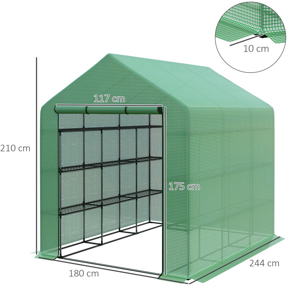 Outsunny Poly Tunnel Shelved Greenhouse Image 6