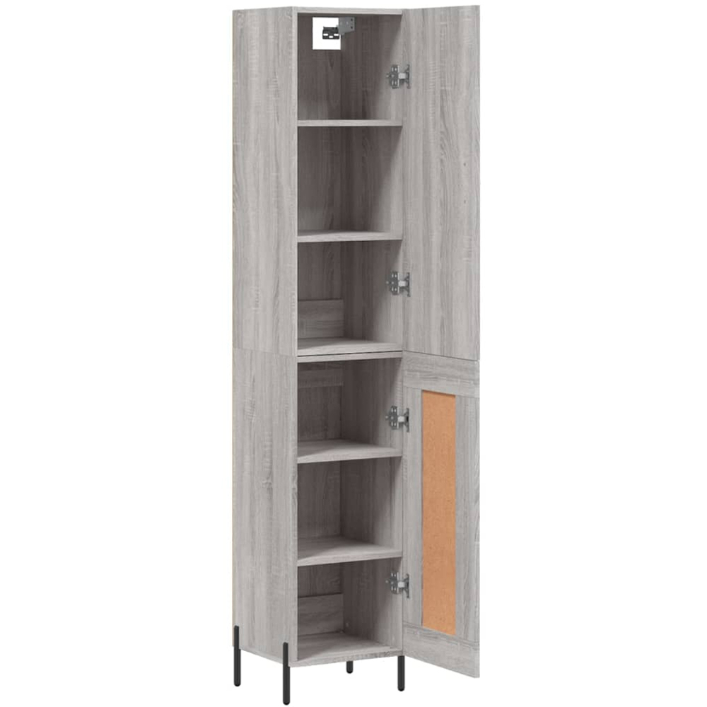 vidaXL 2 Door Grey Sonoma Tall Highboard with Black Handle and Legs Image 4