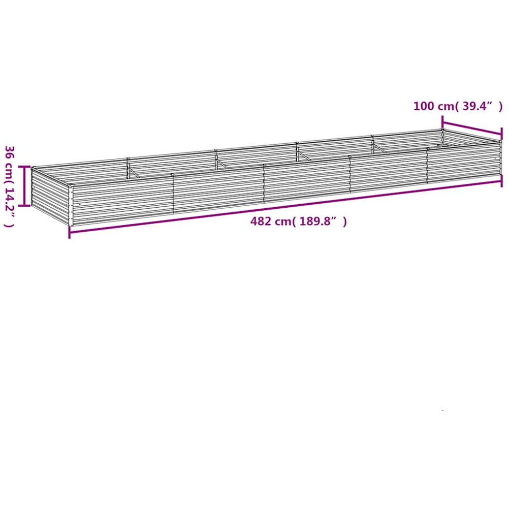 vidaXL Brown Corten Steel Raised Garden Bed 36 x 100 x 482cm Image 6