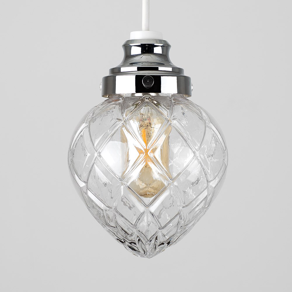 ValueLights Aphrodite Chrome Basket Glass Pendant Shade Image 2