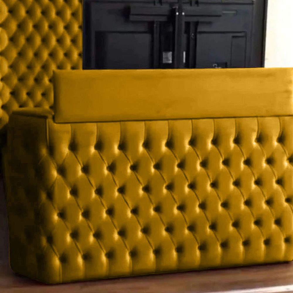 Eleganza Home Elisa Super King Size Mustard Plush Velvet TV Bed Frame with Curved Headboard Image 3
