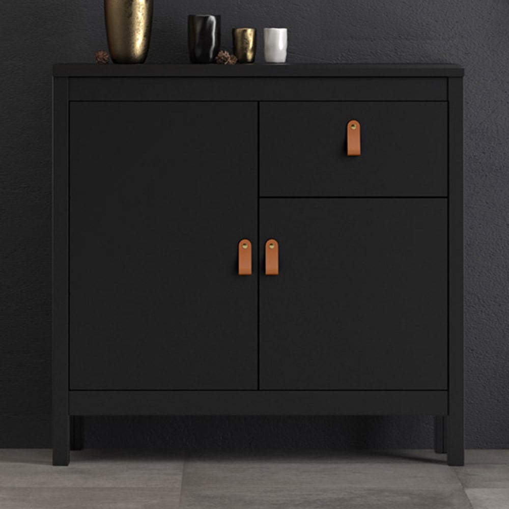 Florence Barcelona 2 Door Single Drawer Matt Black Sideboard Image 1