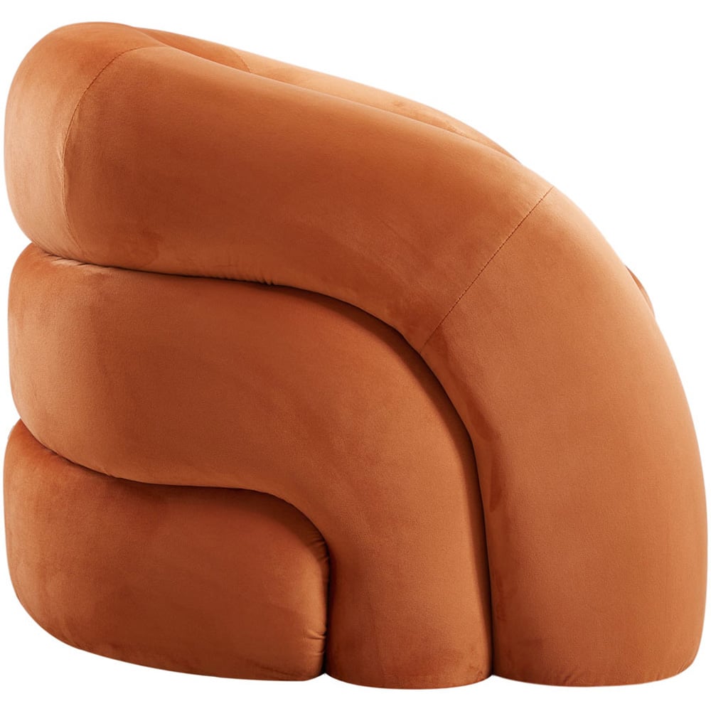 Living and Home Orange Velvet Artistic Wraparound Armchair Image 3