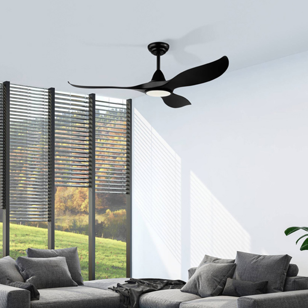 EGLO Cirali 52 Metal Black 5 Speed Lit Ceiling Fan Image 2