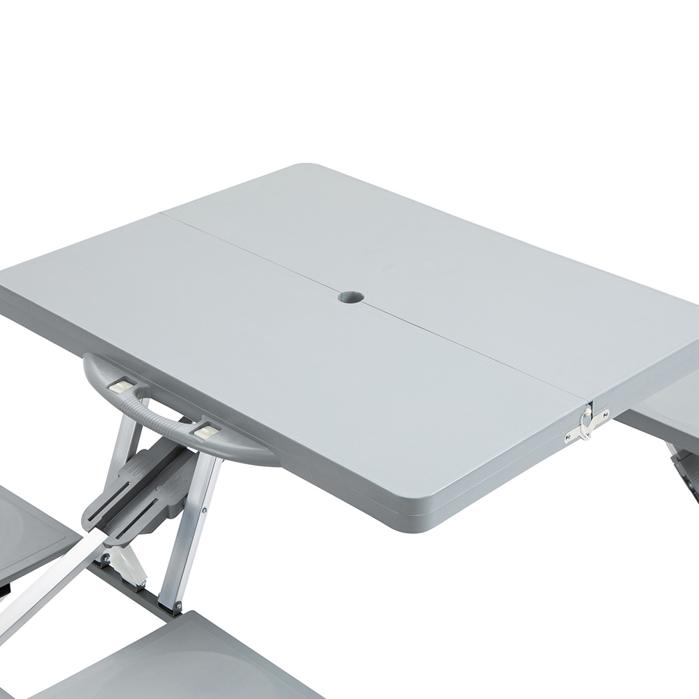 Outsunny PP Aluminium Folding Camping Picnic Table Set Grey Image 2