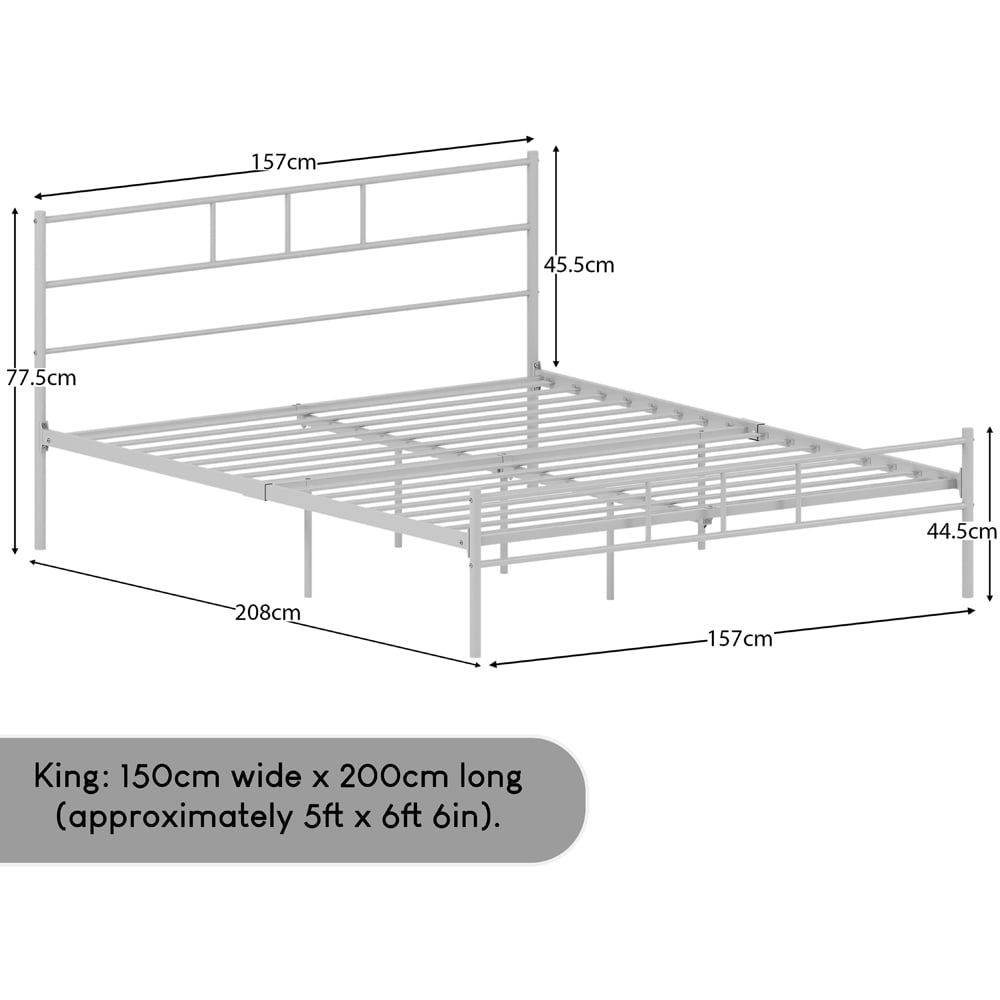 Vida Designs Dorset King Size White Metal Bed Frame Image 6