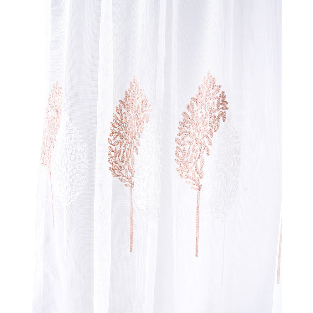 Living and Home Semi-Sheer Embroidered Leaf Curtains 130 x 160cm Image 5