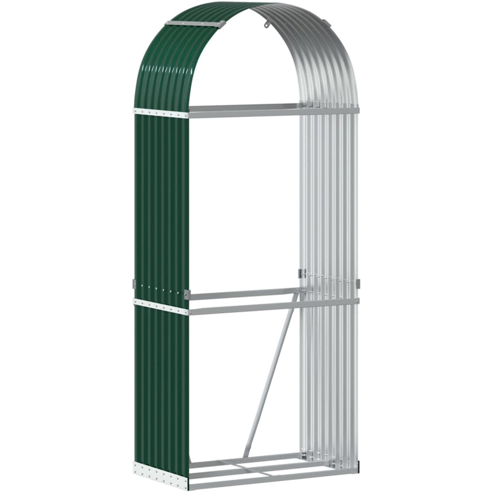 vidaXL Green Galvanised Steel Firewood Log Holder 190 x 80 x 45cm Image 1