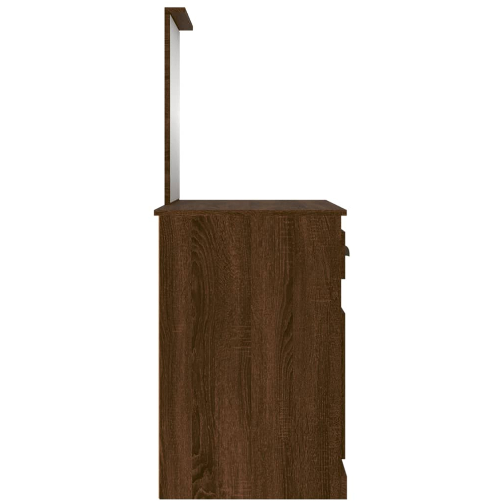 vidaXL Single Door Single Drawer Brown Oak Dressing Table with Mirror Image 7