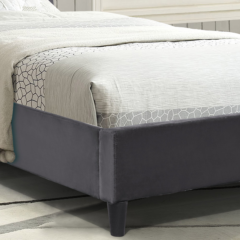 Comfy Living Single Grey Fabric Bed Frame with LED Headboard Image 3