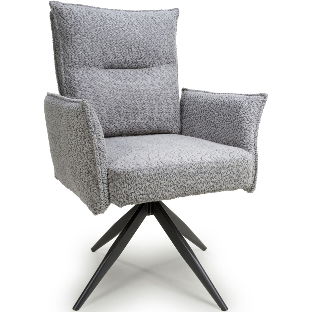 Brunswick Set of 2 Textured Chenille Effect Light Grey Swivel Chairs Image 2