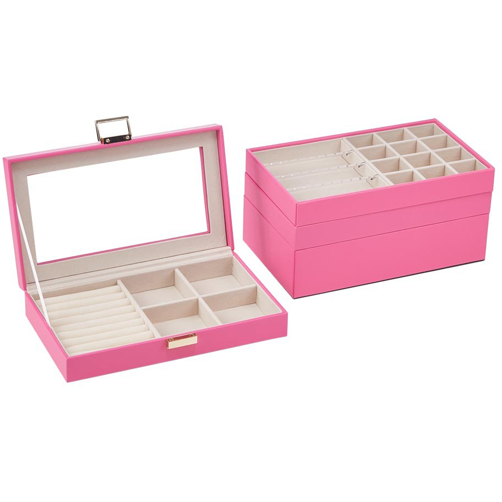 H&O Direct 4 Tier White Jewellery Storage Box with Transparent Lid Image 3