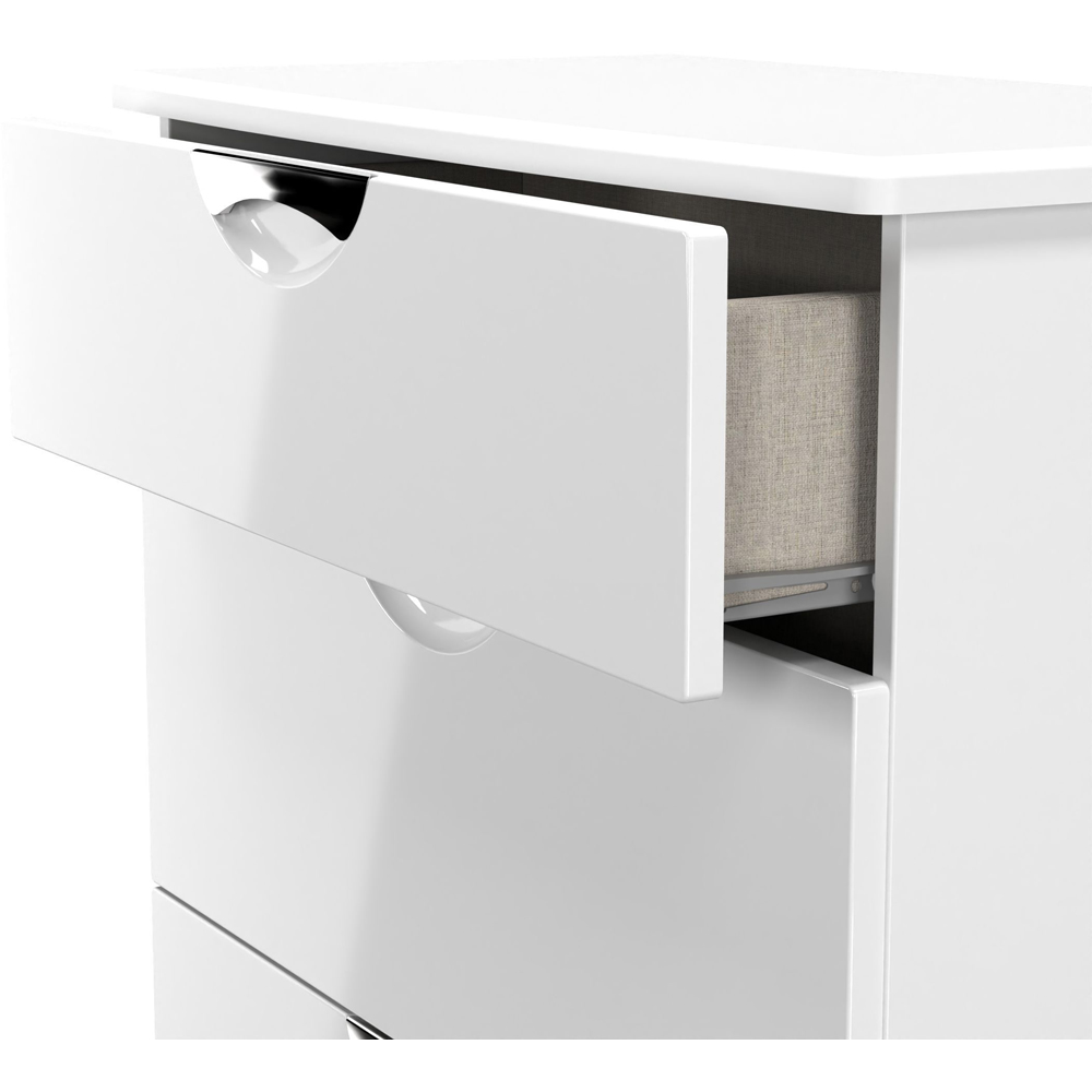 Crowndale Camden 3 Drawer White Gloss and White Deep Chest of Drawers Ready Assembled Image 6