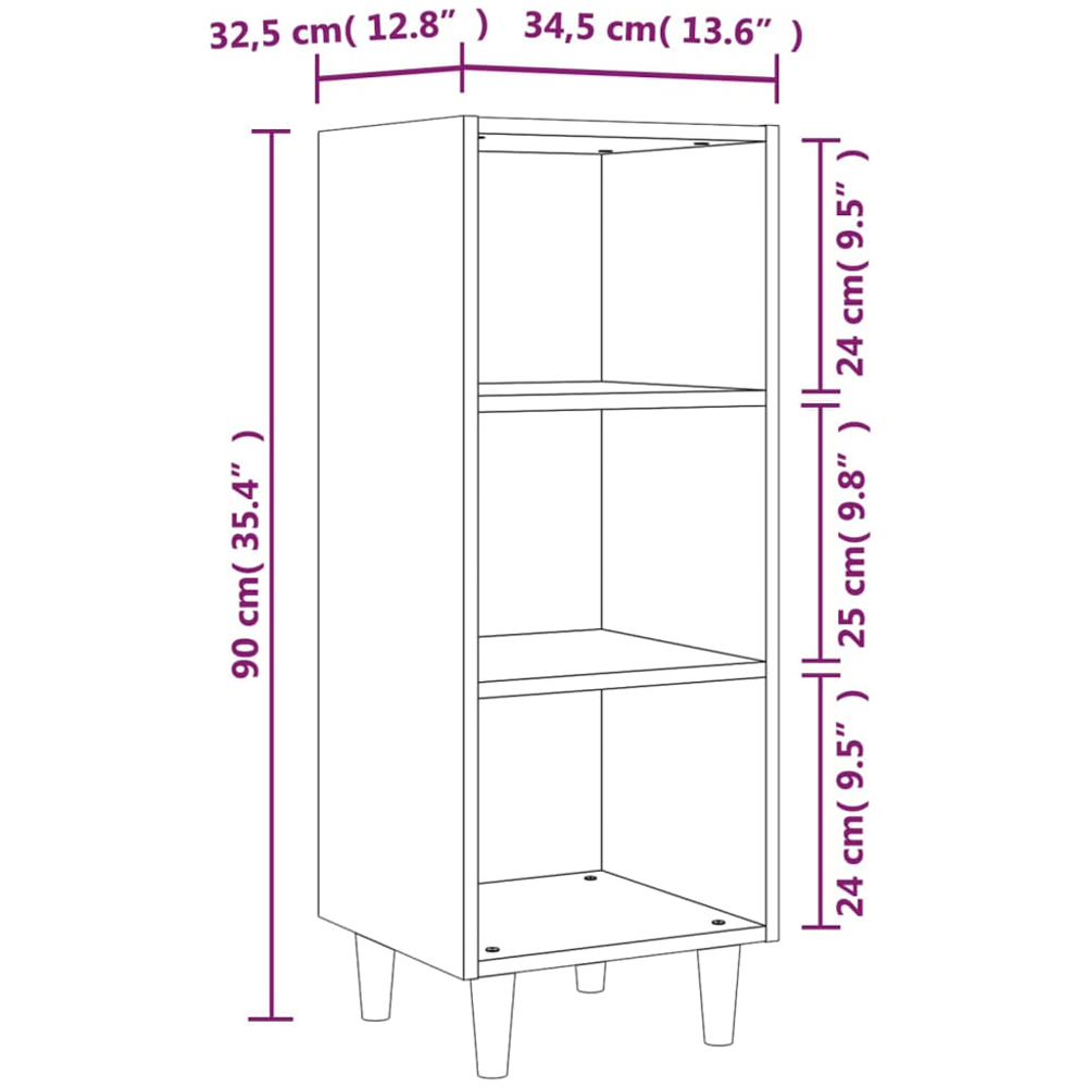 vidaXL 3 Shelf White Sideboard Image 9