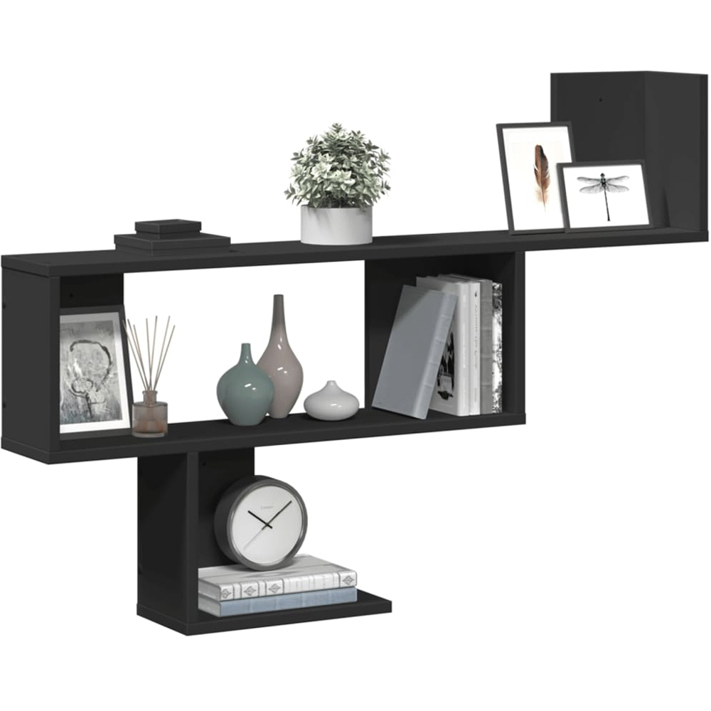 vidaXL 3 Shelf Black Wall Cabinet Image 2