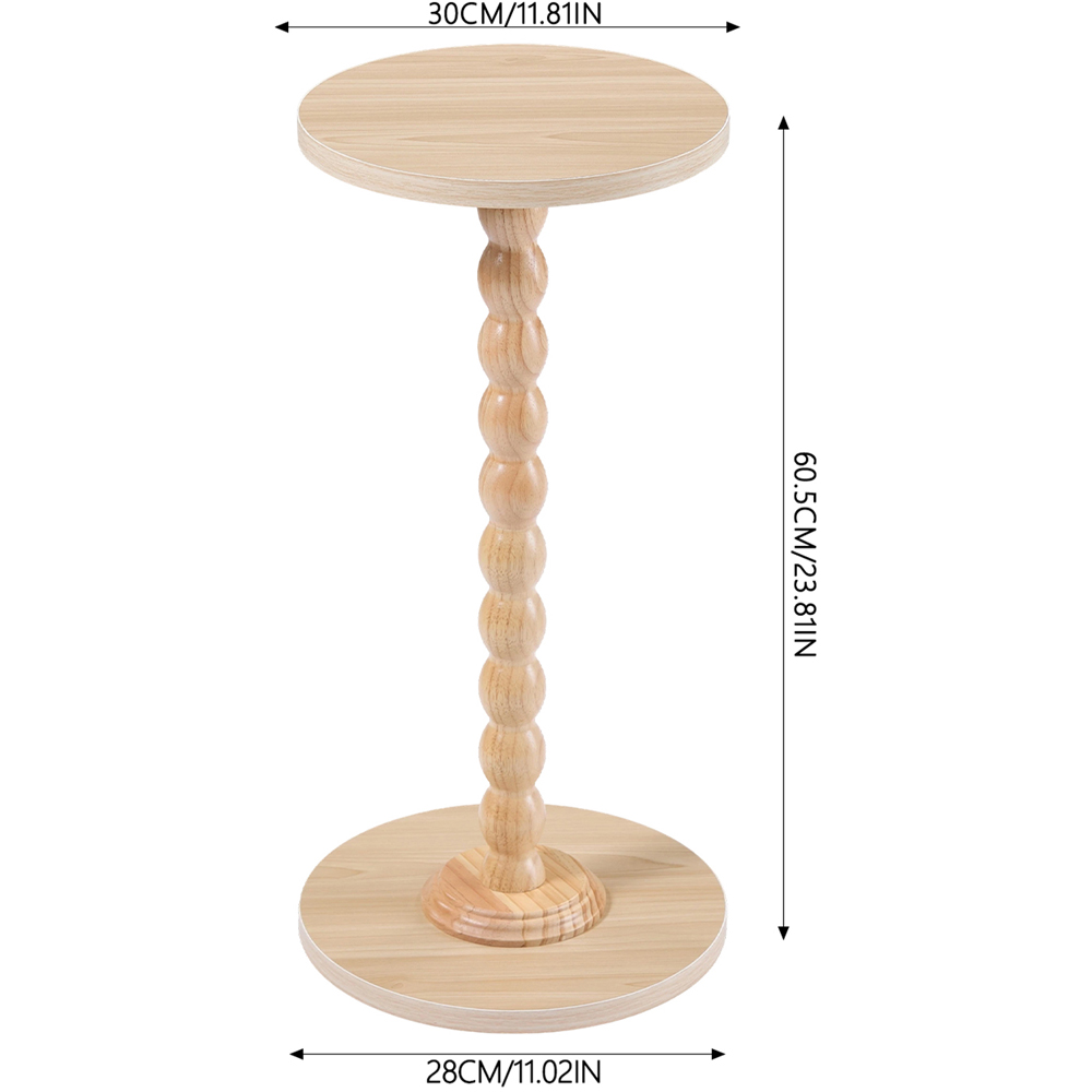 Living and Home Natural Round Spindle Pedestal Side Table Image 9