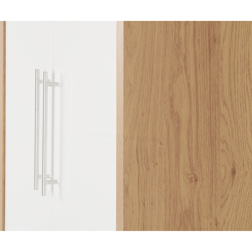 Seconique Seville 2 Door Single Drawer White Gloss Light Oak Effect Veneer Wardrobe Image 5