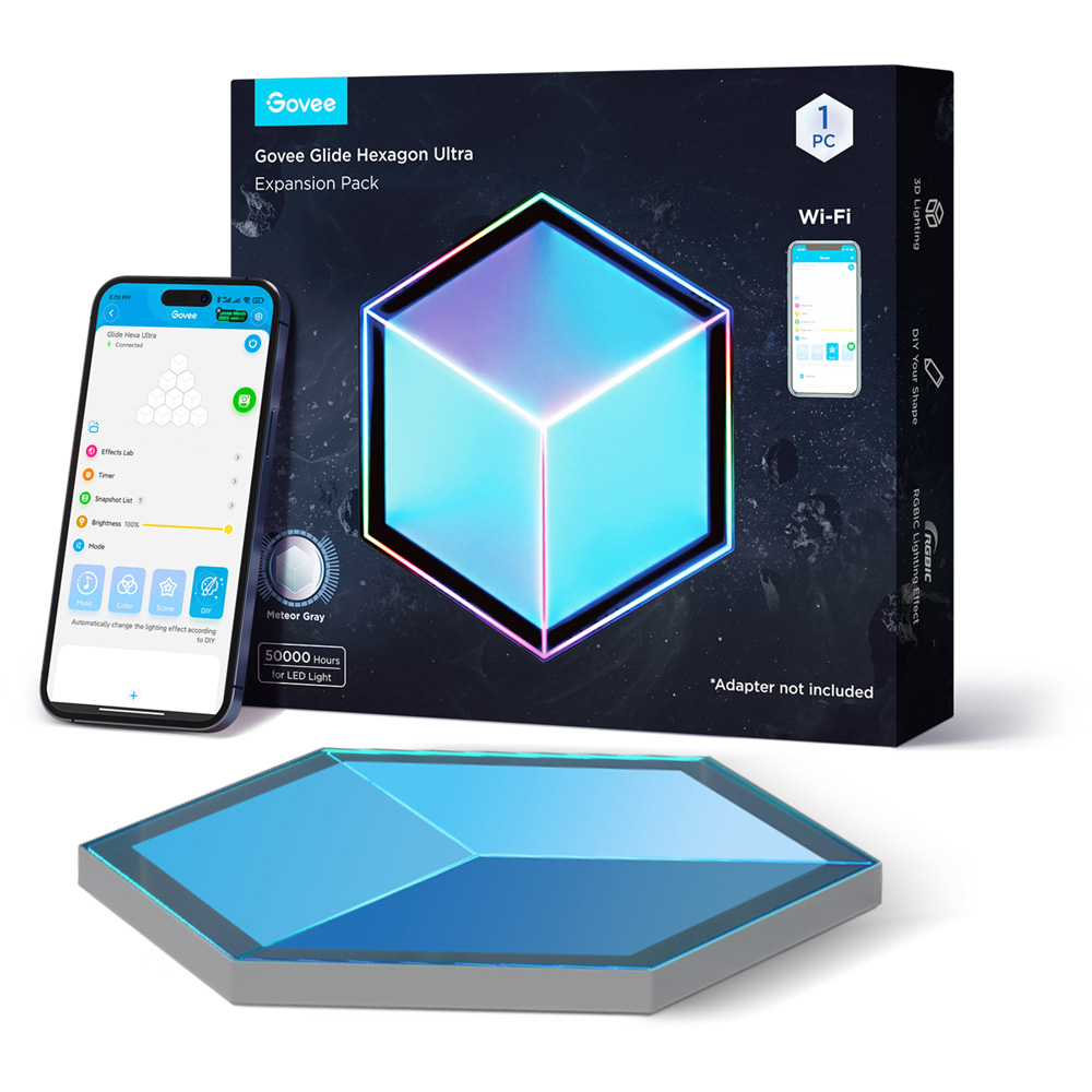 Govee Glide RGBIC LED Smart 3D Hexagon Ultra Light Panel Extension Image 3