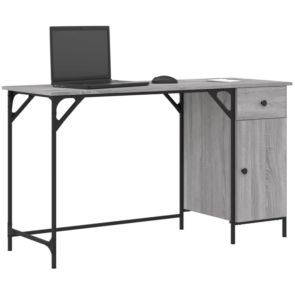 vidaXL Single Door Single Drawer Computer Desk Grey Sonoma Image 3