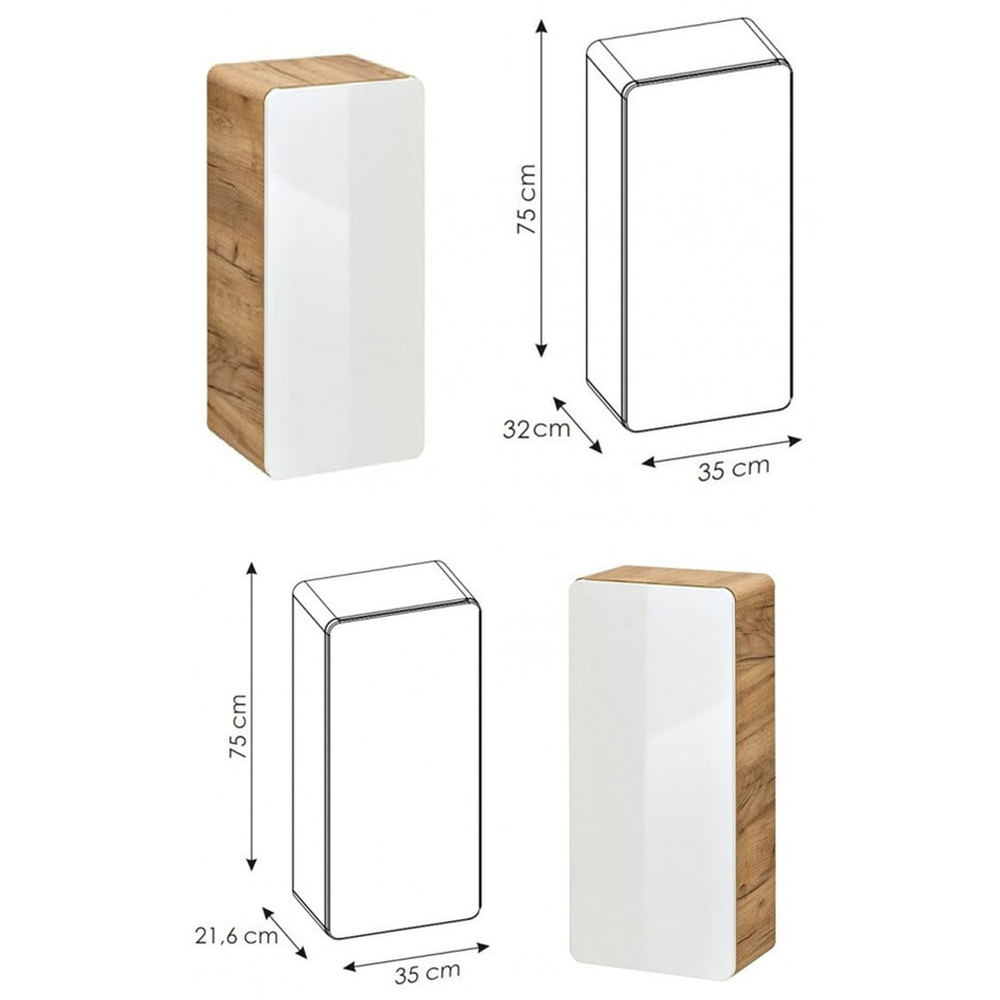 Impact Furniture Aruba White Gloss Oak Wall Hung Bathroom Furniture Set Image 8