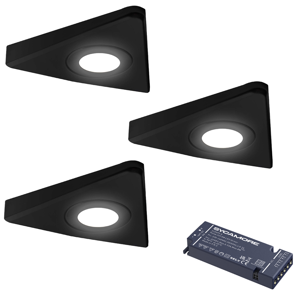 Sorrelis Neris TriGlow Black Triangle 3 Cabinet Light Kit Image 1