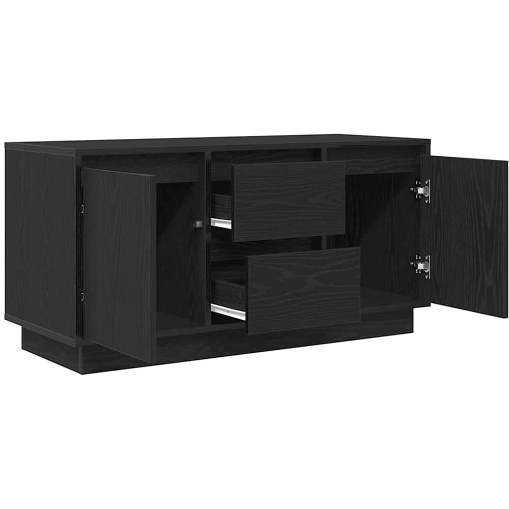 vidaXL 2 Door 2 Drawer Black Oak LED TV Cabinet Image 5