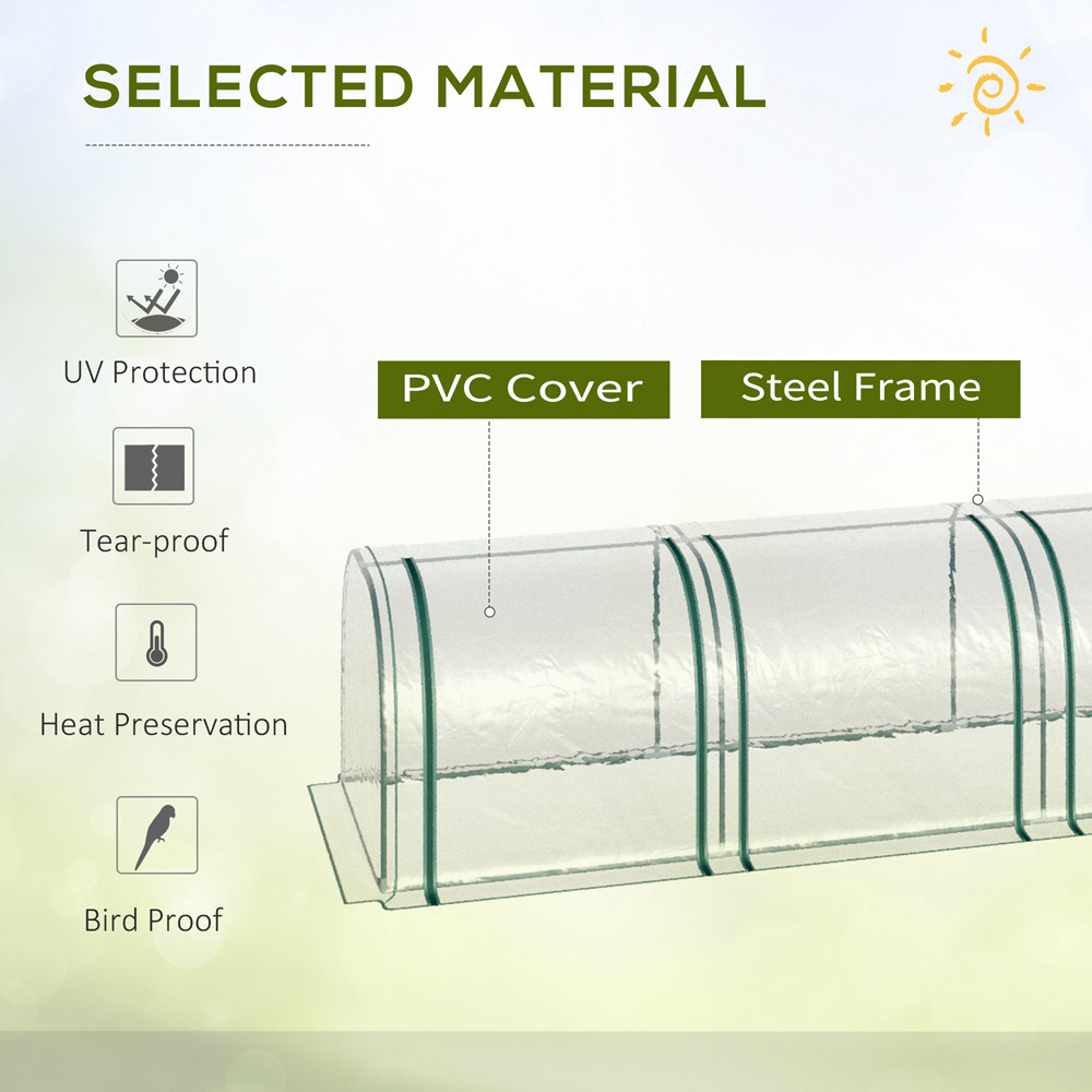 Outsunny Long Plastic Cover Tunnel 9.6 x 3.2ft Greenhouse Image 7