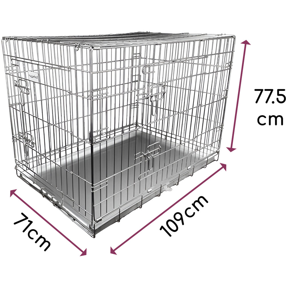 HugglePets X Large Silver Dog Cage with Metal Tray 109cm Image 5