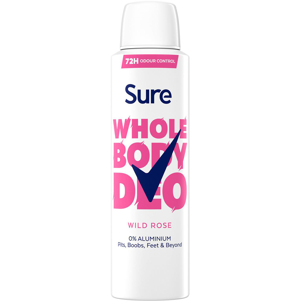 Sure Women Aluminium Free Whole Body Wild Rose Deodorant Spray 150ml 6 Pack Image 2