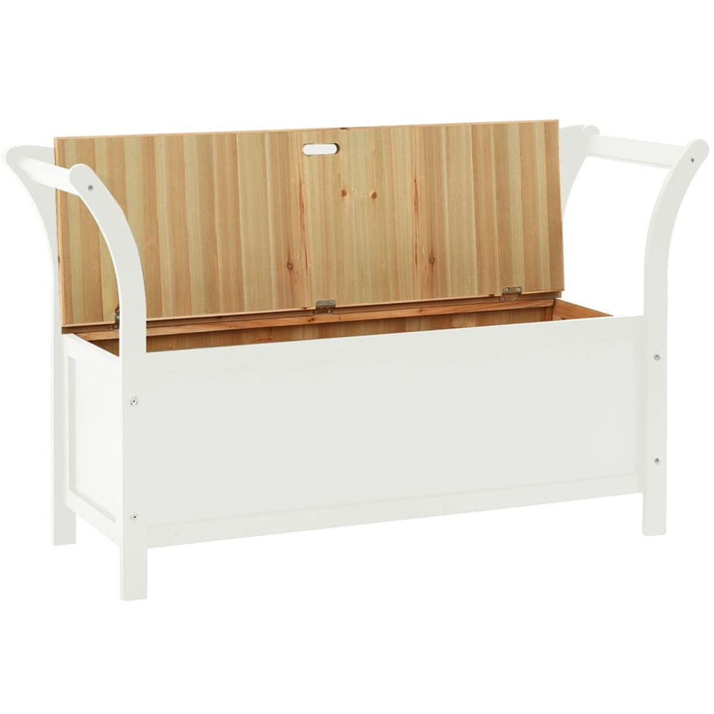 vidaXL Single Seater White and Brown Solid Fir Wood Storage Bench Image 4