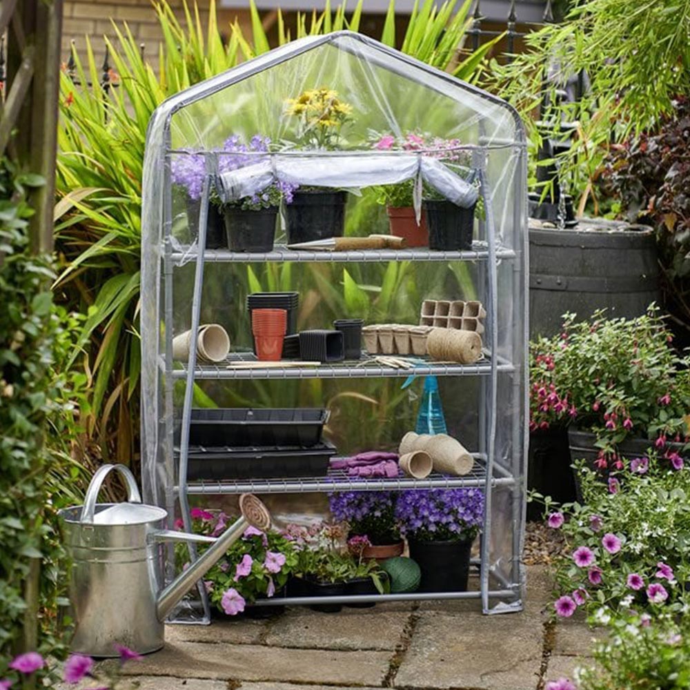 Wilko PE 4 Tier Wide Mini Greenhouse Cover Wilko