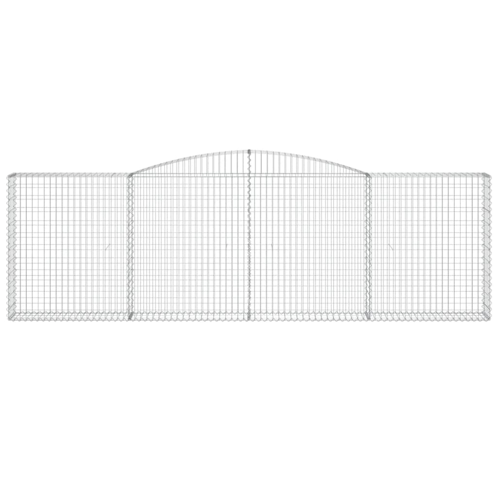 vidaXL Silver Galvanised Iron Arched Gabion Basket 400 x 30 x 120/140cm Image 3