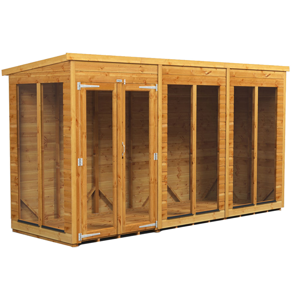 Power Sheds 12 x 4ft Double Door Pent Traditional Summerhouse Image 1