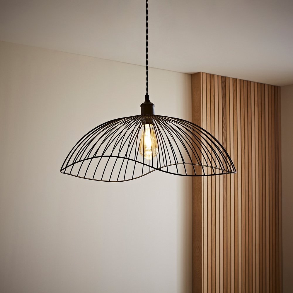 ValueLights Covelas Black Wavy Wire Pendant Shade Image 6