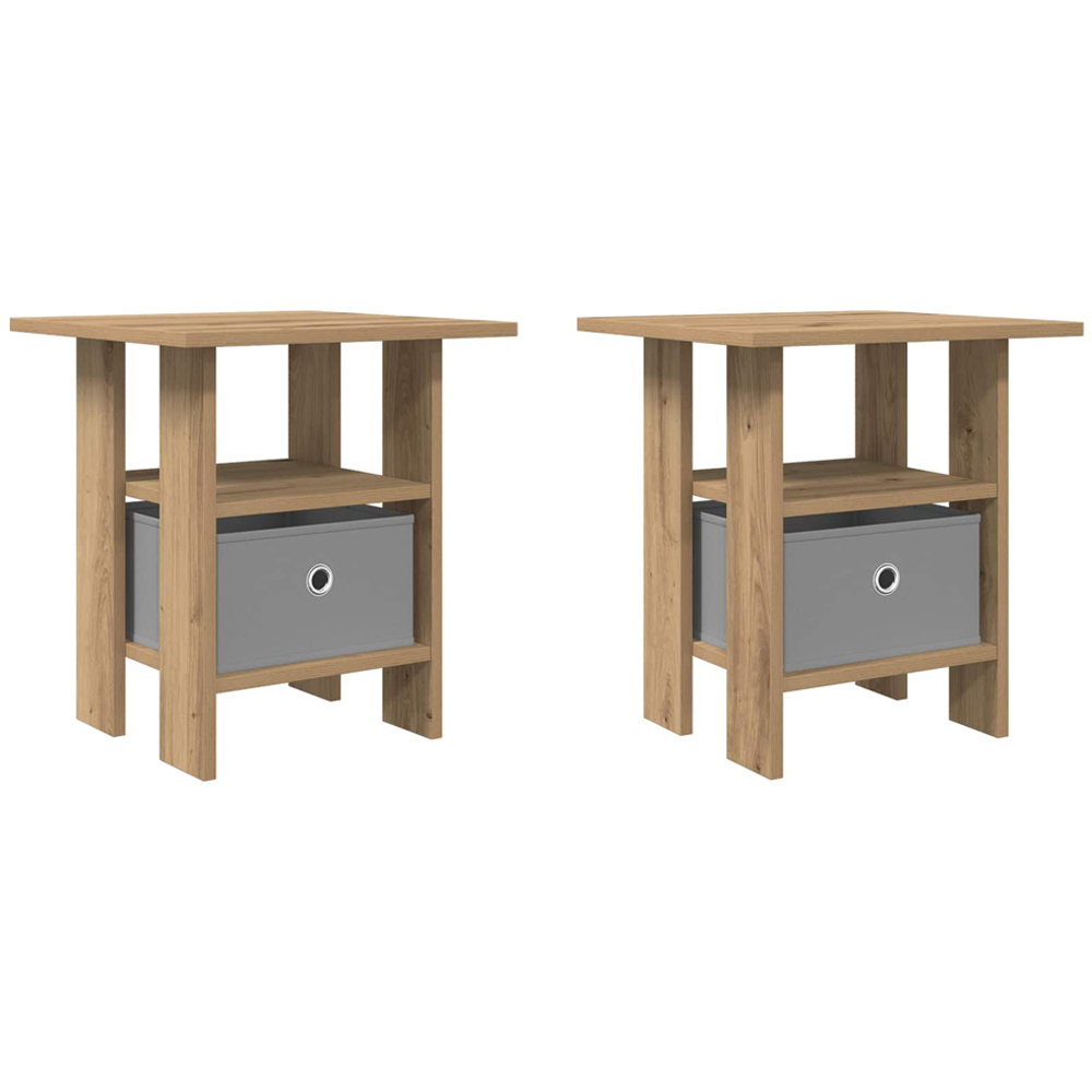 vidaXL Single Drawer Single Shelf Artisan Oak Wooden Bedside Table Image 2
