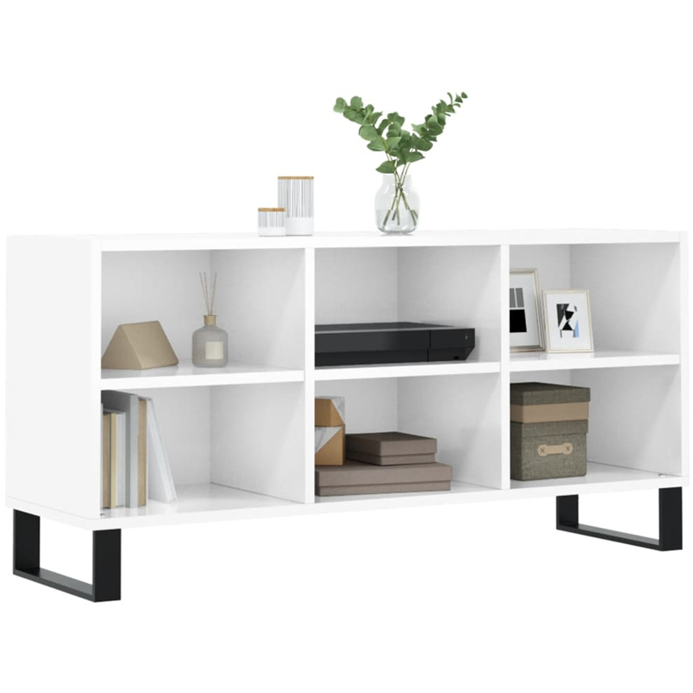 vidaXL 6 Shelf High Gloss White TV Cabinet Image 3