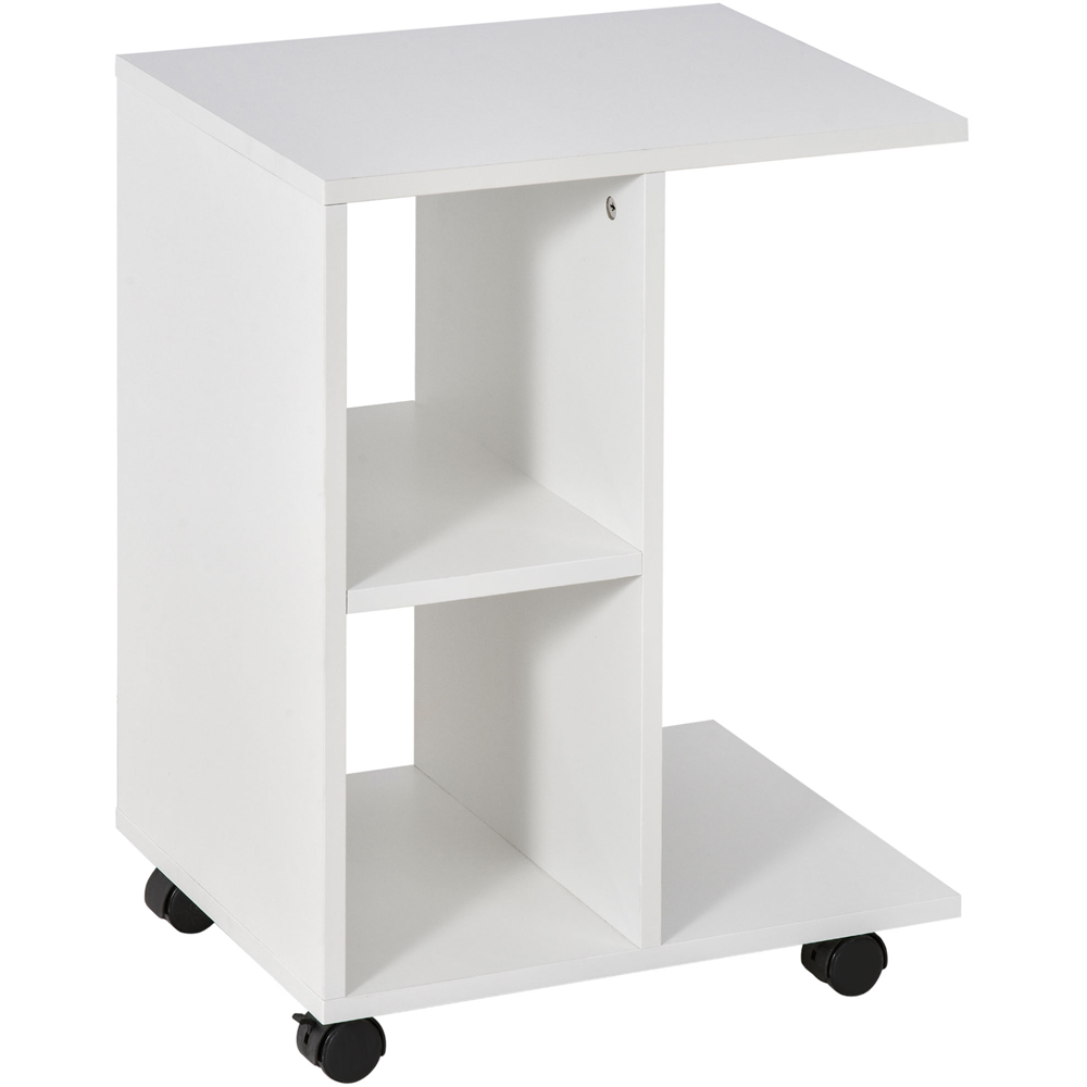 Portland 2 Shelf White C Shape Side Table Image 2